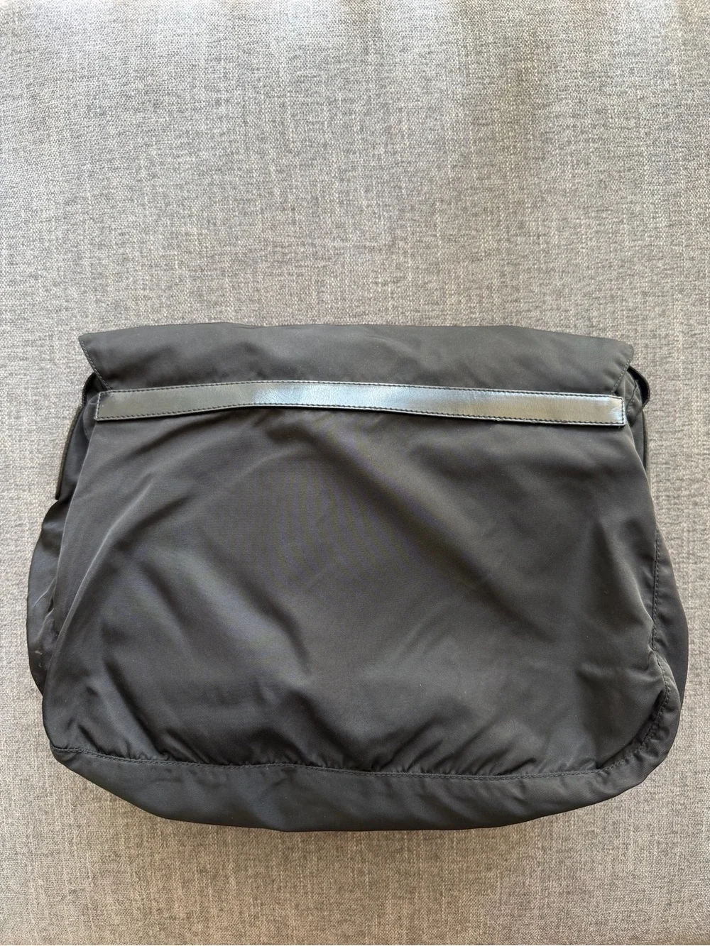 Prada Black Nylon Crossbody Messenger Bag with Buckle Accents